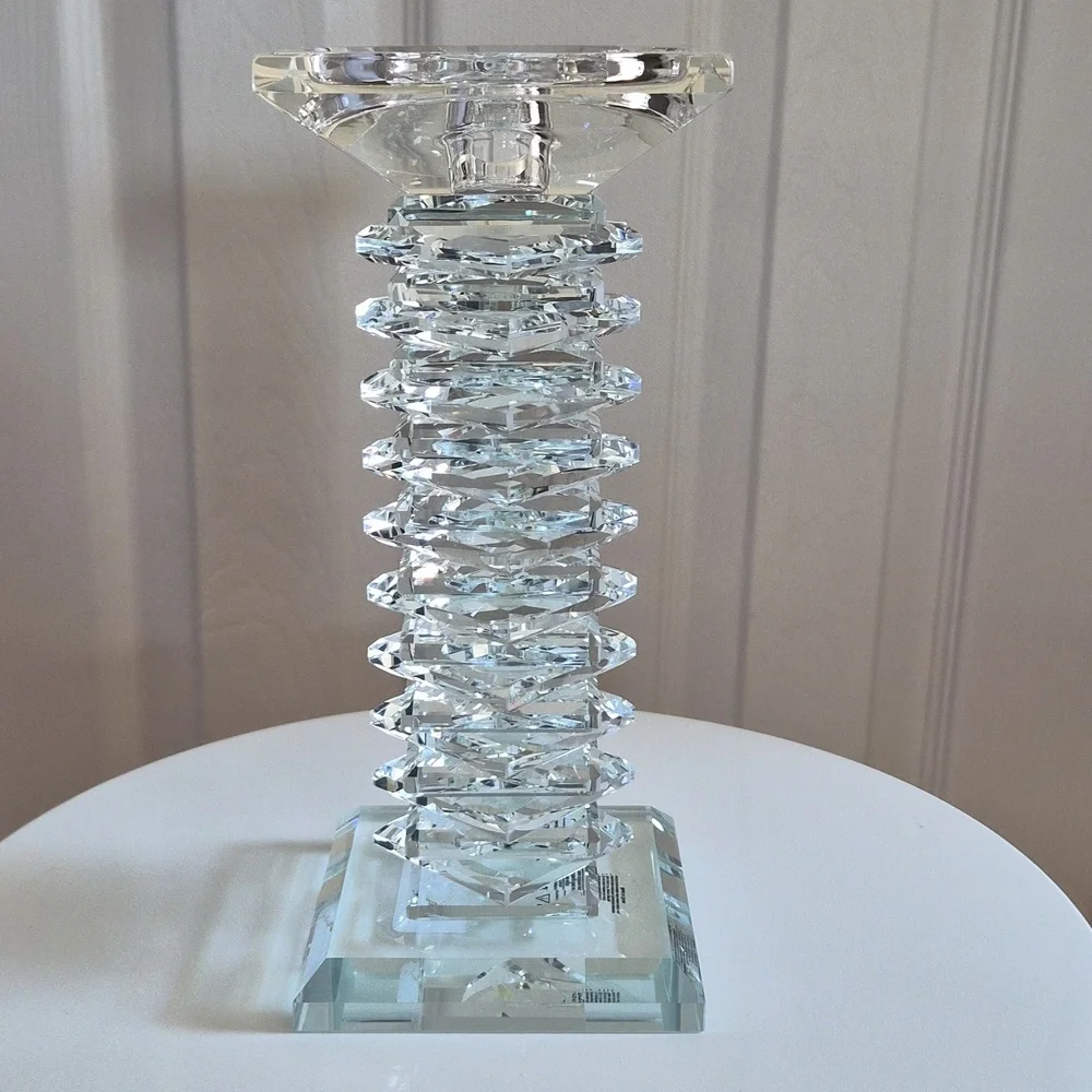 Crystal Eye Votive Candle Holder – Clear Geometric Prism Luxury Decor